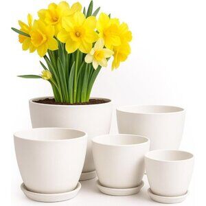 New Indoor Plant Pots with Drainage, 5-Pack Plastic Flower Planters